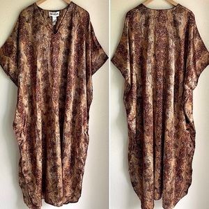 WINLAR Maxi Caftan Cover Up House Dress Muumuu Snake Print Brown